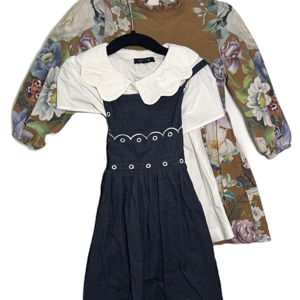 Elegant Navy & White Preppy Jumper & Floral Kids Dress size 4/5
